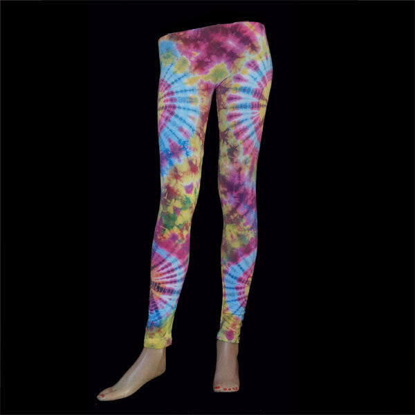 LEGGINGS - Hellblau-Violett-Ocker