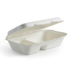 E - Compostable Clamshell Box 2division (Qty 50) CS2315C2