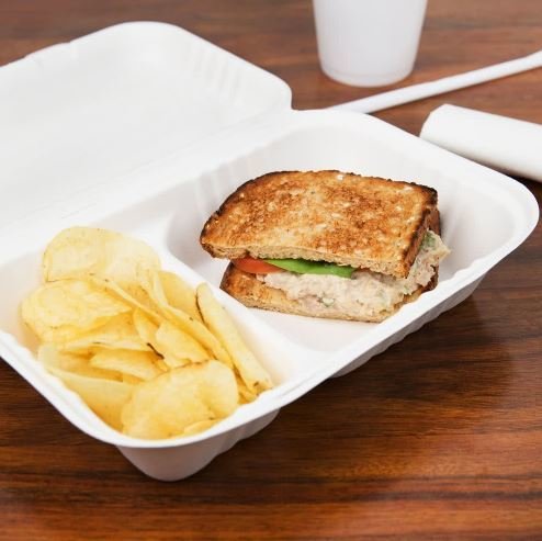 E - Compostable Clamshell Box 2division (Qty 50)