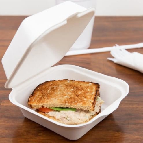 E - Compostable Clamshell Burger Box 6 (Qty 50)