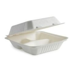 E - Compostable Clamshell Box 3 division (Qty 50) 2022C3-50