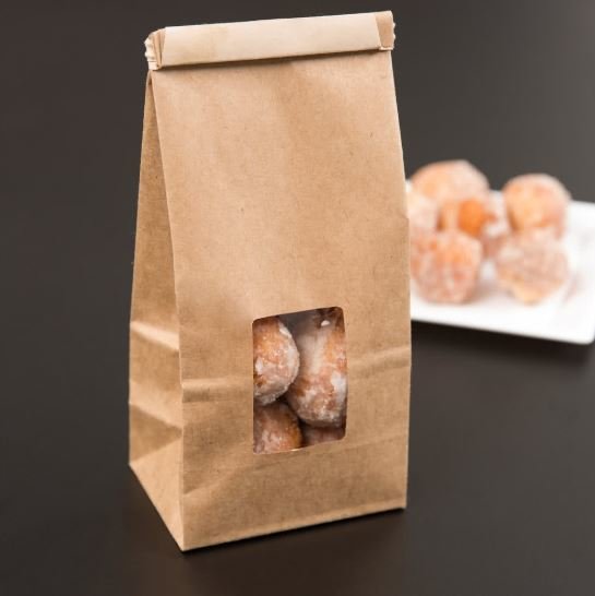 Paper Bag Brown Tin Tie Window - Medium (Qty 50)