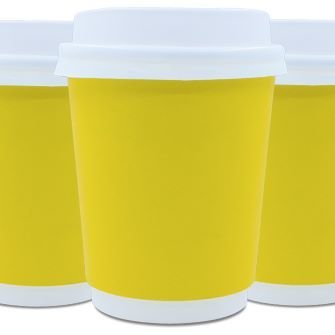 Coffee Cups Double Wall 250ml - Yellow (Qty 50) 250DWY