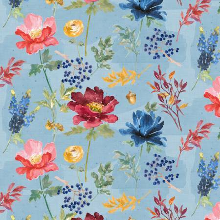 Blue Large Floral - Garden Charm by Wilmington Fabrics LPDWY9N3