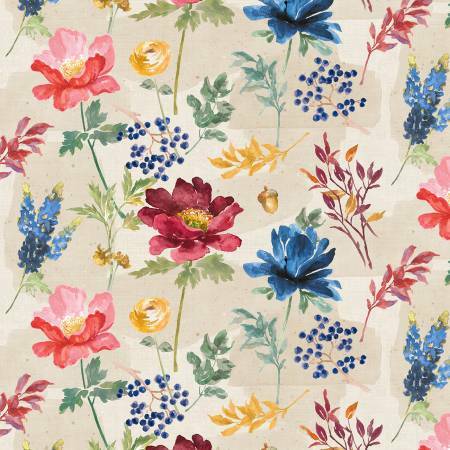 Cream Large Floral - Garden Charm by Wilmington Fabrics DFBLXUF6