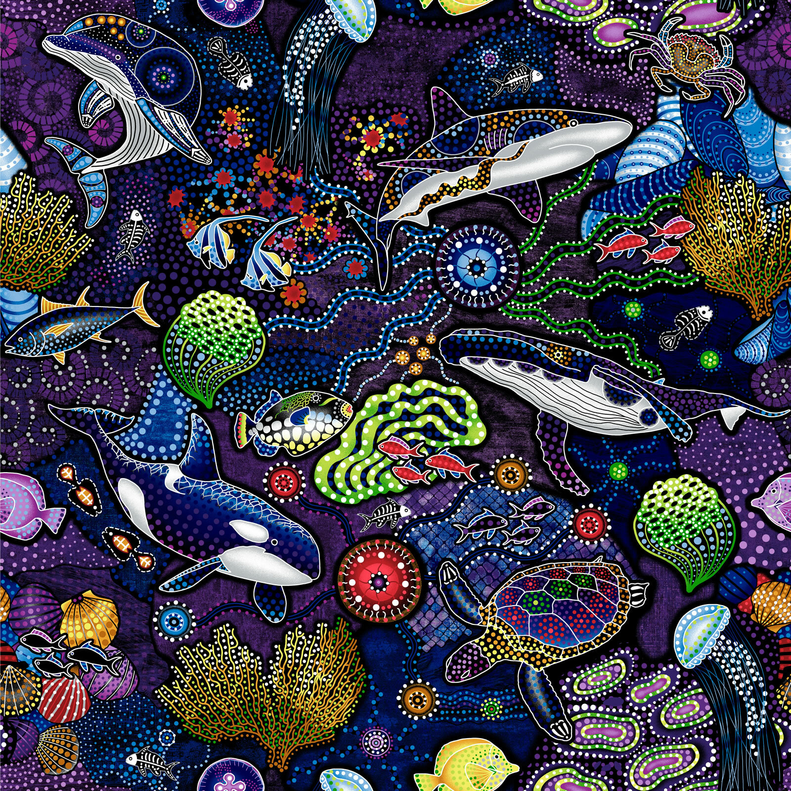 Aquatic Life - Way Under by Oasis Fabrics UVTZCD5Q