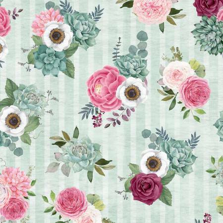 Green Bouquet - Botanical Oasis by Wilmington Fabrics GQQK65J4