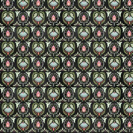Black Damask - Botanical Oasis by Wilmington Fabrics LWFQWGL1