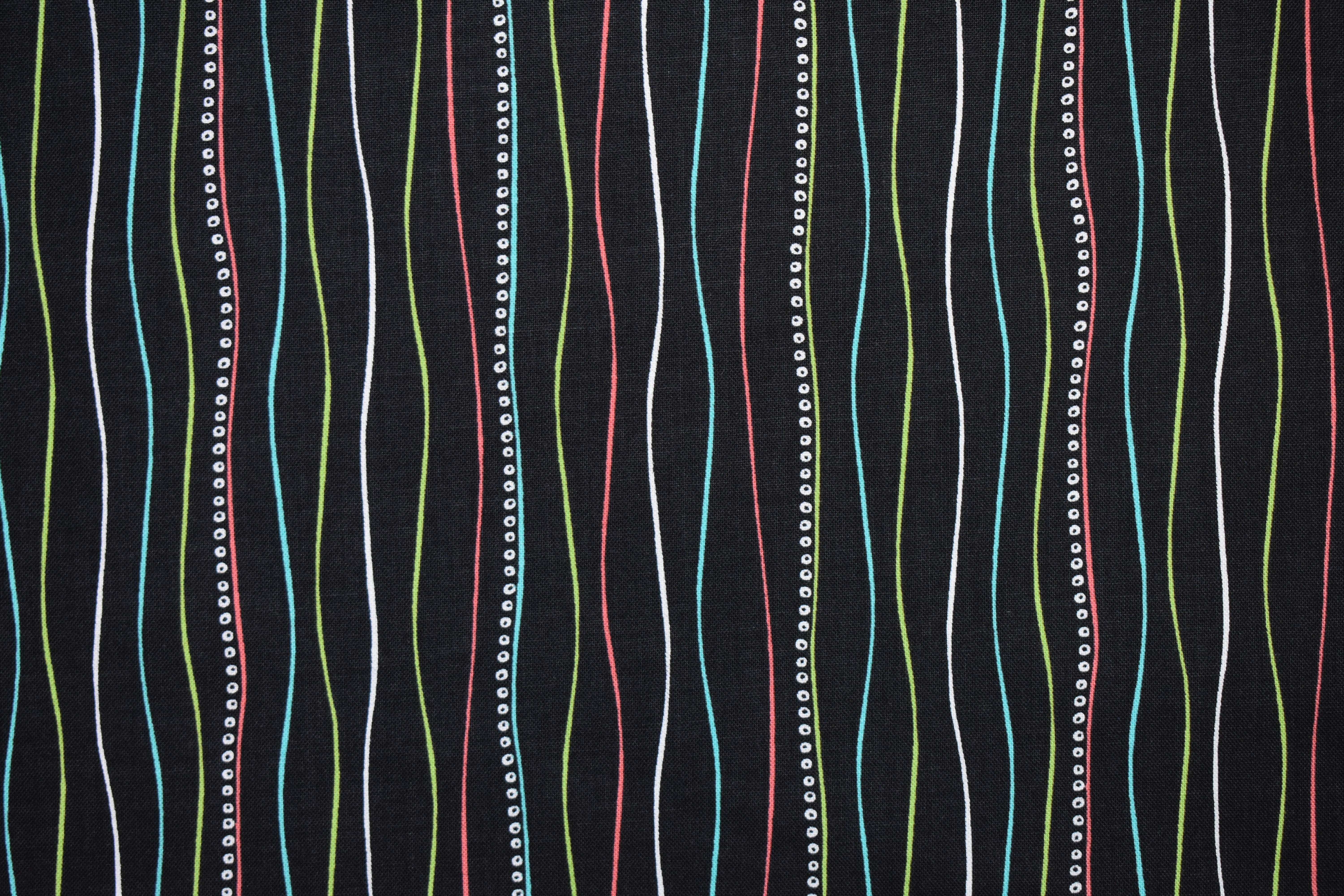 Not YR Garden Variet - Black with Colorful Lines - Quilting Treasures 55010