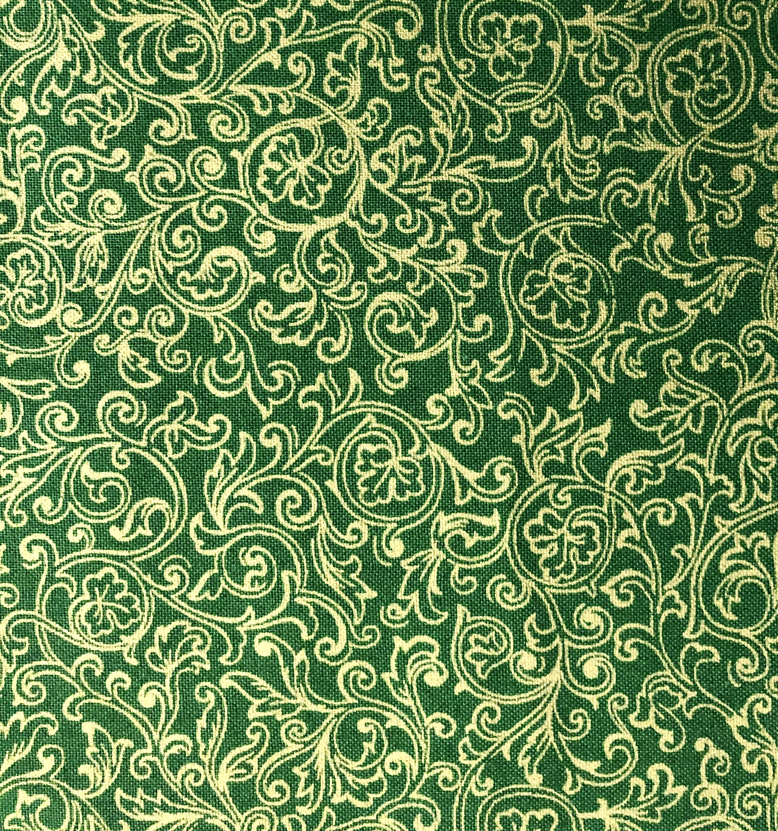 Gold Scroll on Green - 1/2m cut 55335