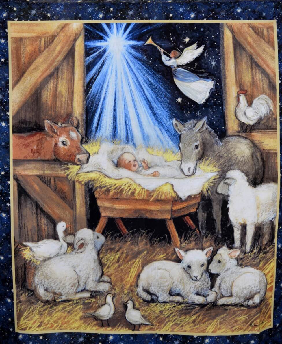 Christmas Panel - Nativity Barn 3129-2