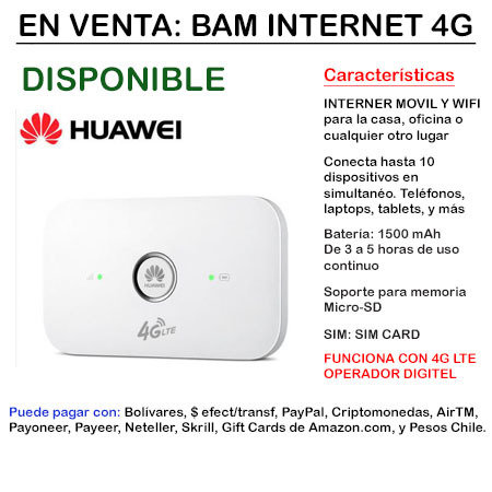 Bam Digitel 4G HUAWEI - Wifi Portatil HUAWEIBAM