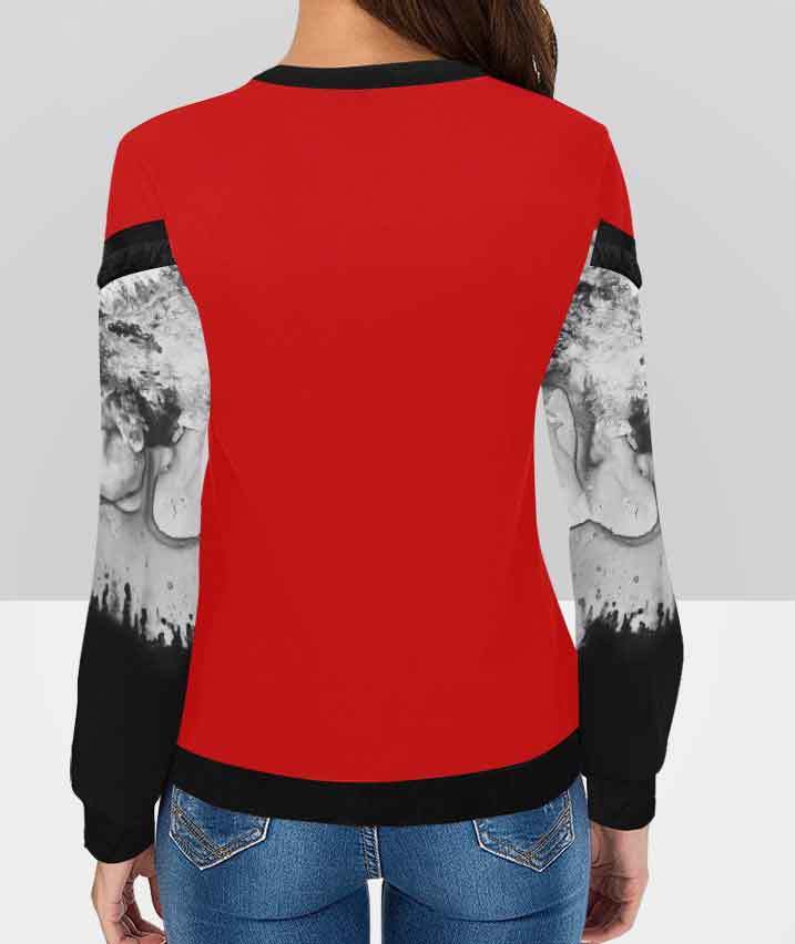 Long sleeved designer sweater - 'Beast' with 3 background options, black, red or turquoise