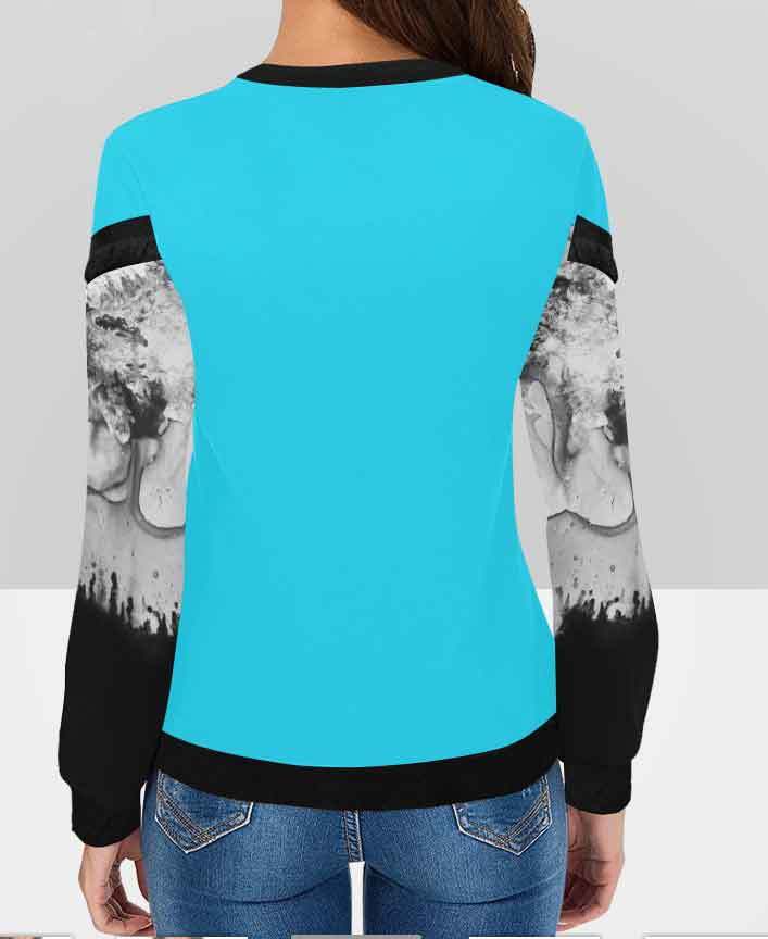Long sleeved designer sweater - 'Beast' with 3 background options, black, red or turquoise