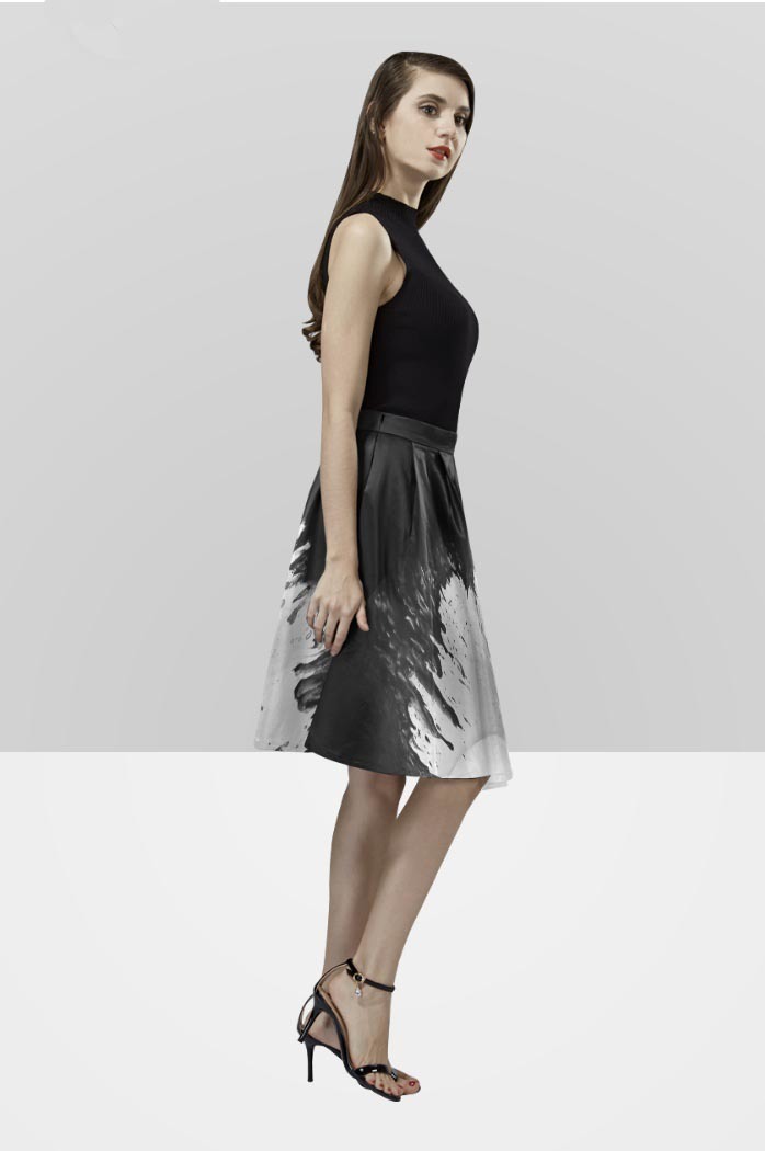 Designer pleated  mid-length skirt - "Beast" collection