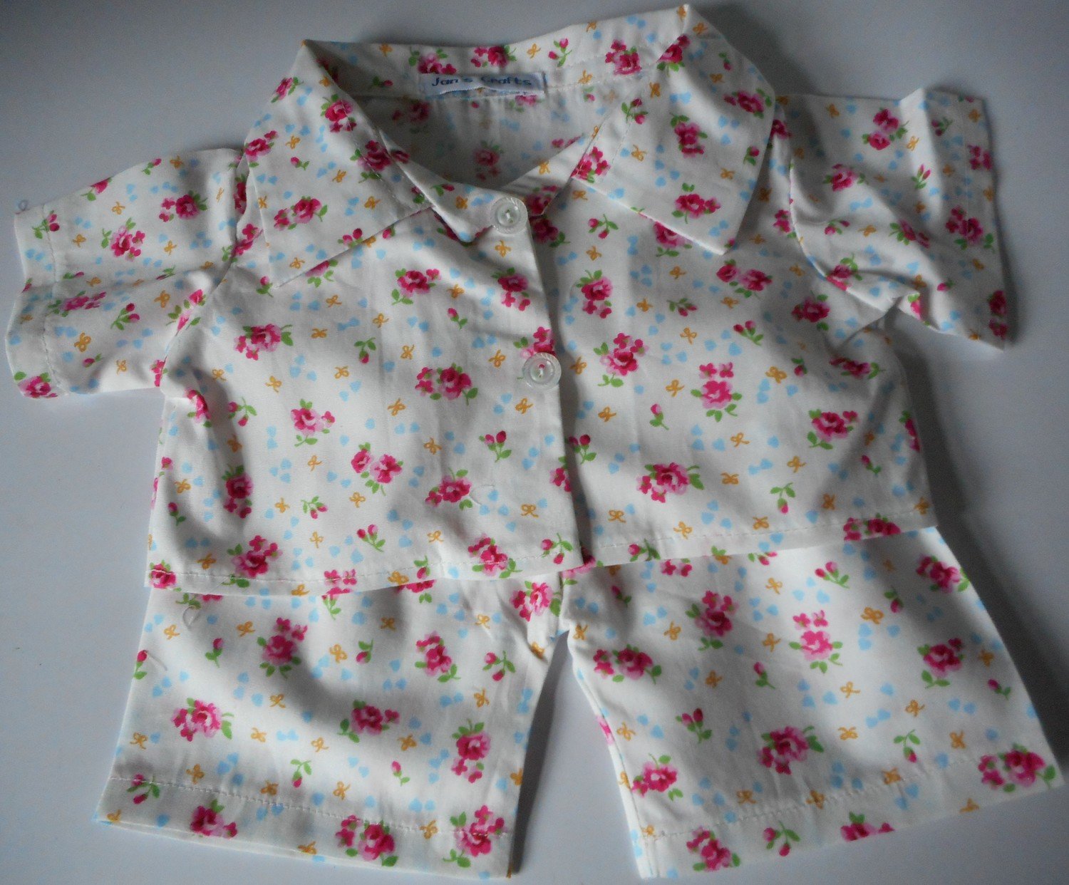 Pyjamas with collar - cream floral print, cotton Pyjamas with collar - cream floral print, cotton