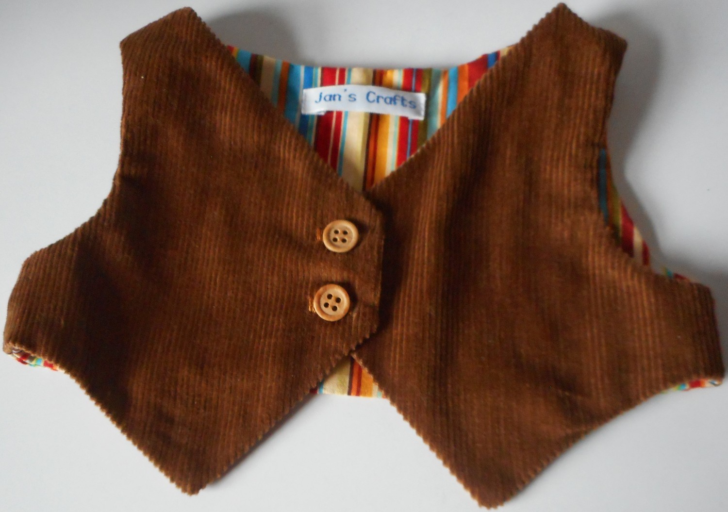 Waistcoat - Tan corduroy with striped lining Waistcoat - Tan corduroy with striped lining