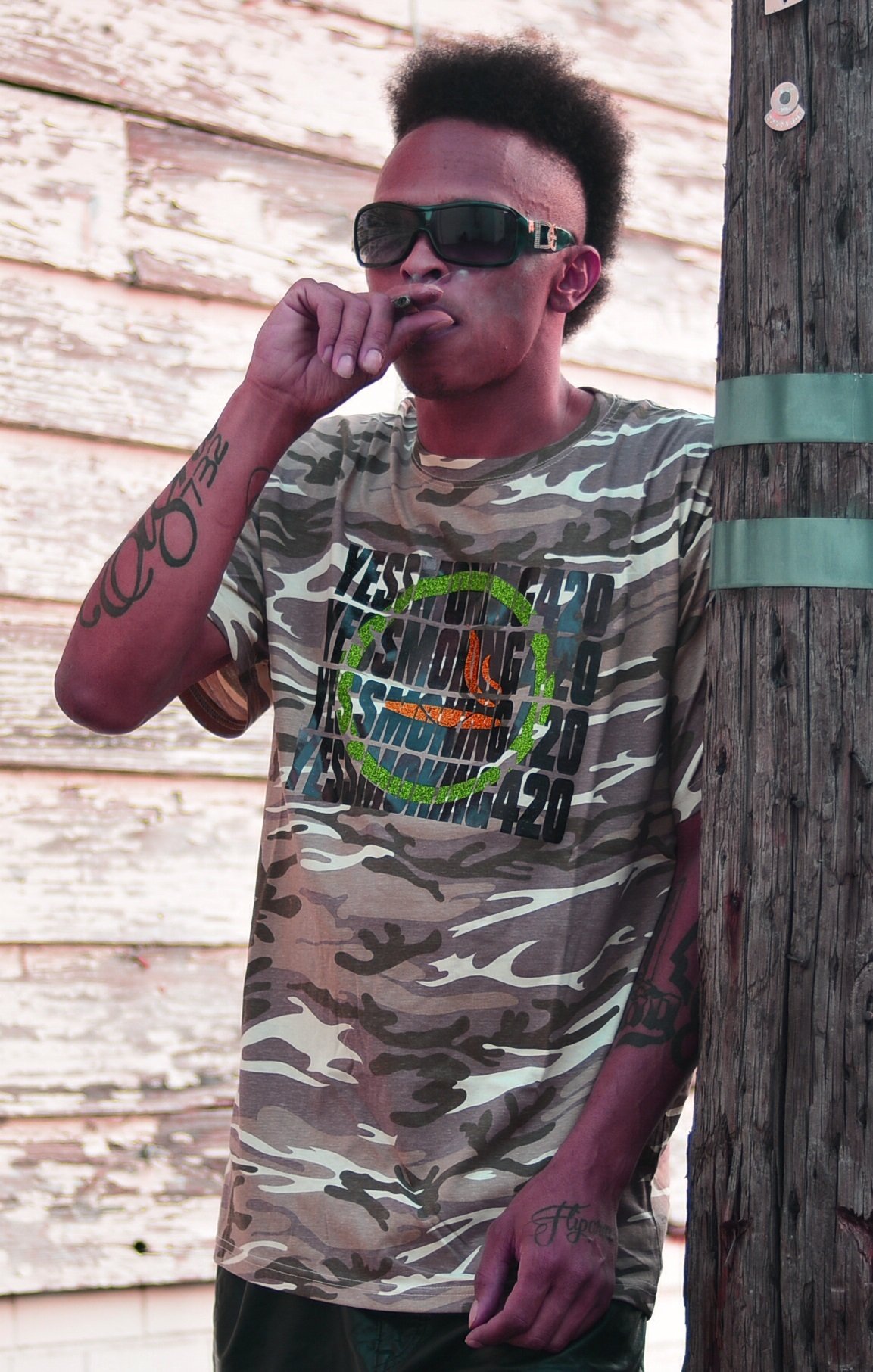 Yes Smoking 420 Camo (sand) Black Knockout Design 00003