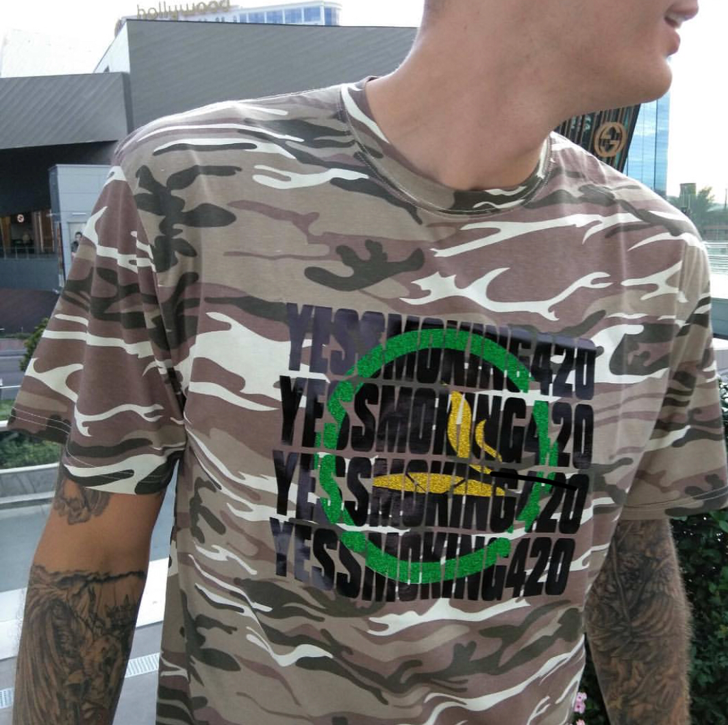 Yes Smoking 420 Camo (sand) Black Knockout Design