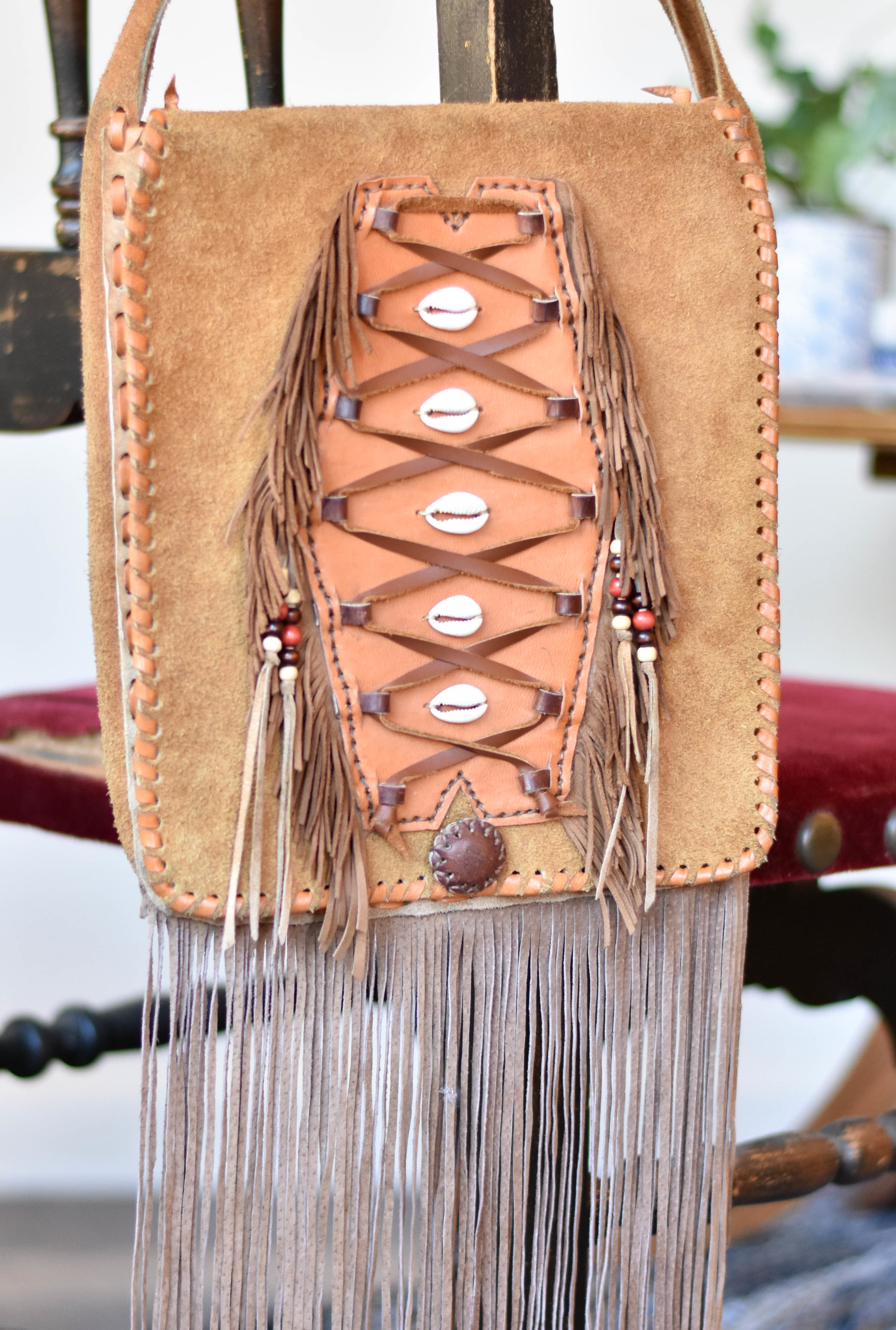 leather boho fringe bag