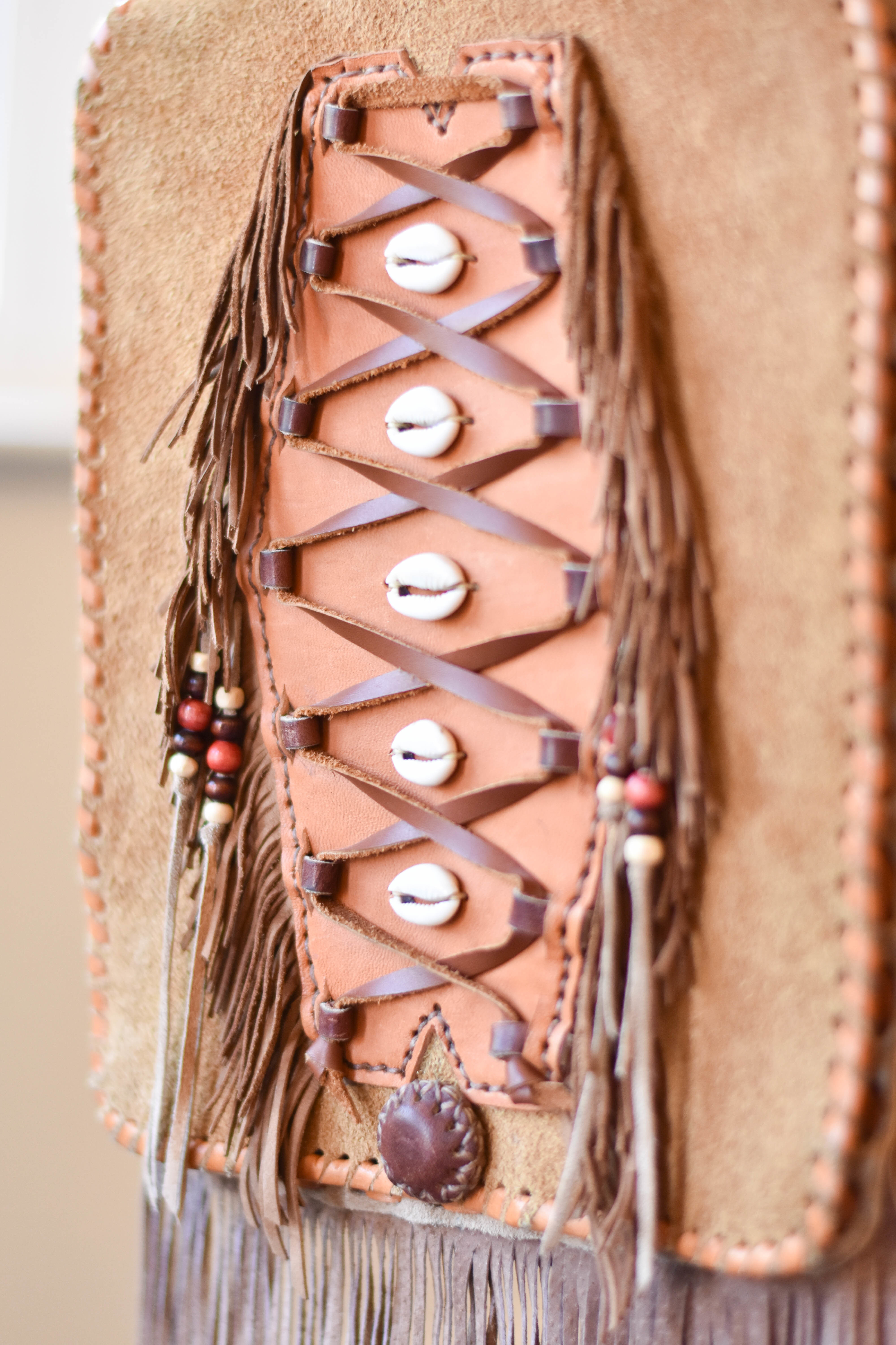 leather boho fringe bag