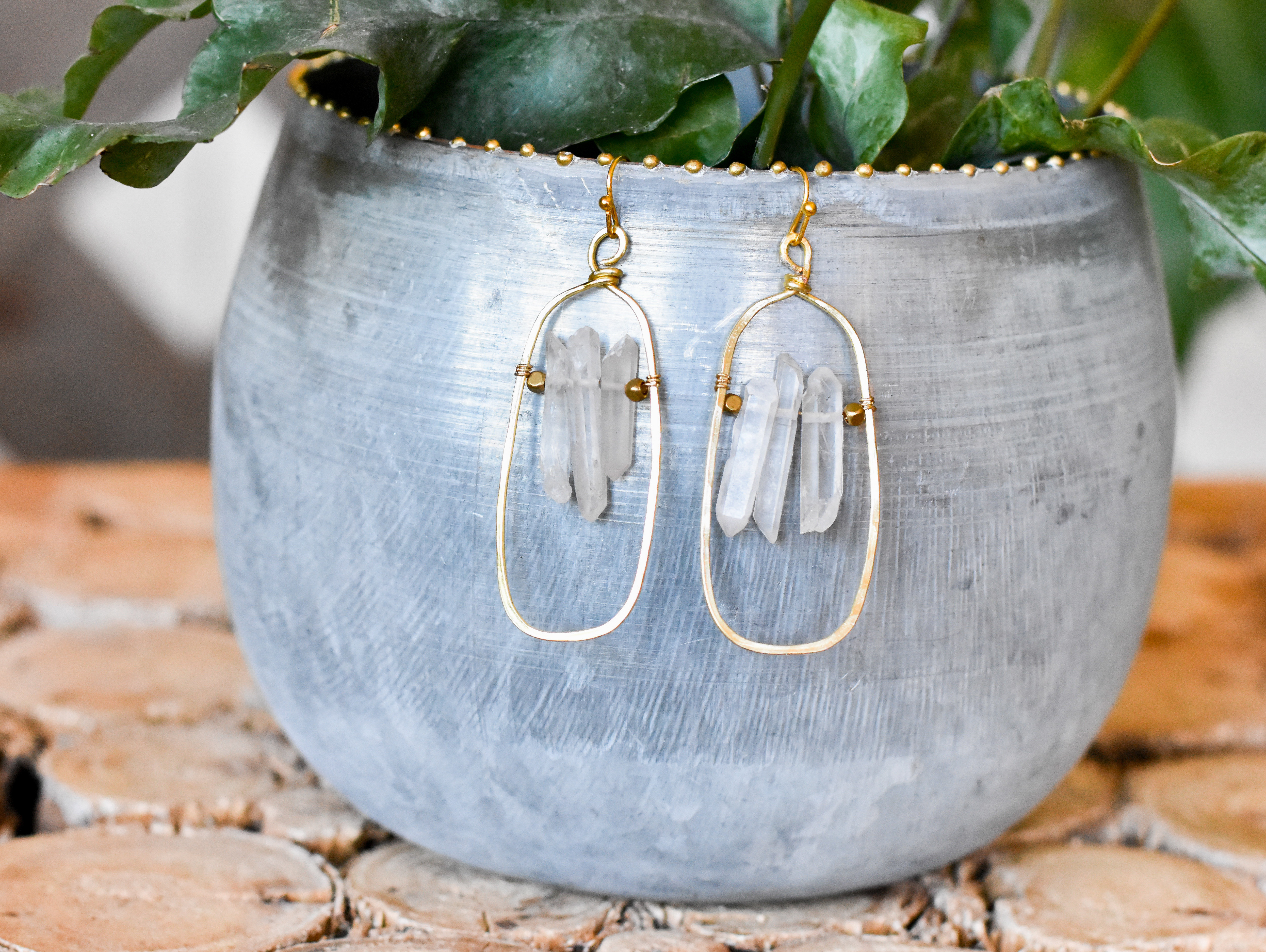 raw quartz rectangle earrings CEJ8VY1VS255E