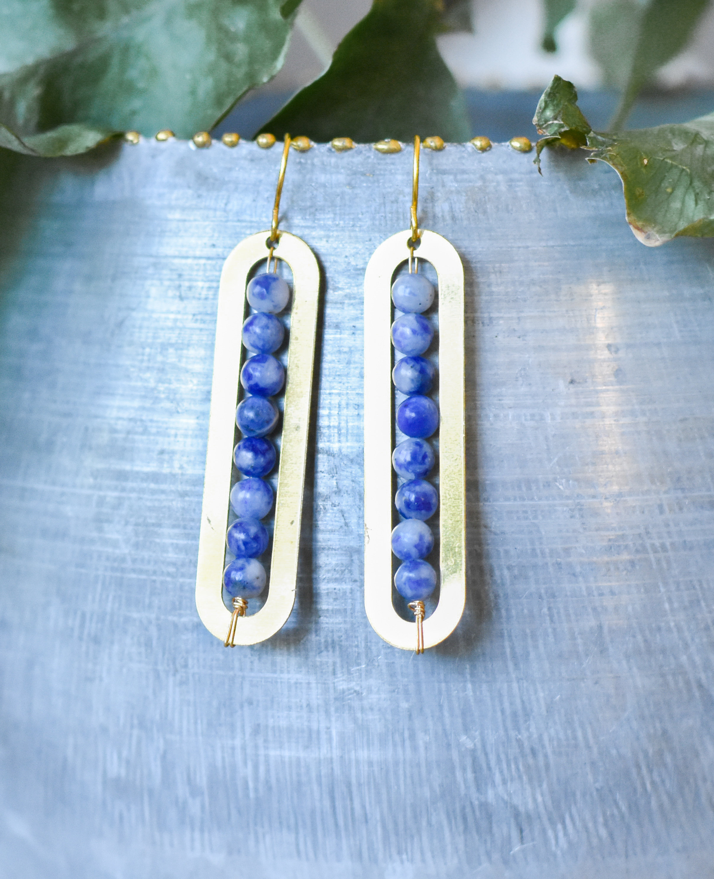 pink/blue and white Soladite Gem Linear earring 7438EHW47AYVA