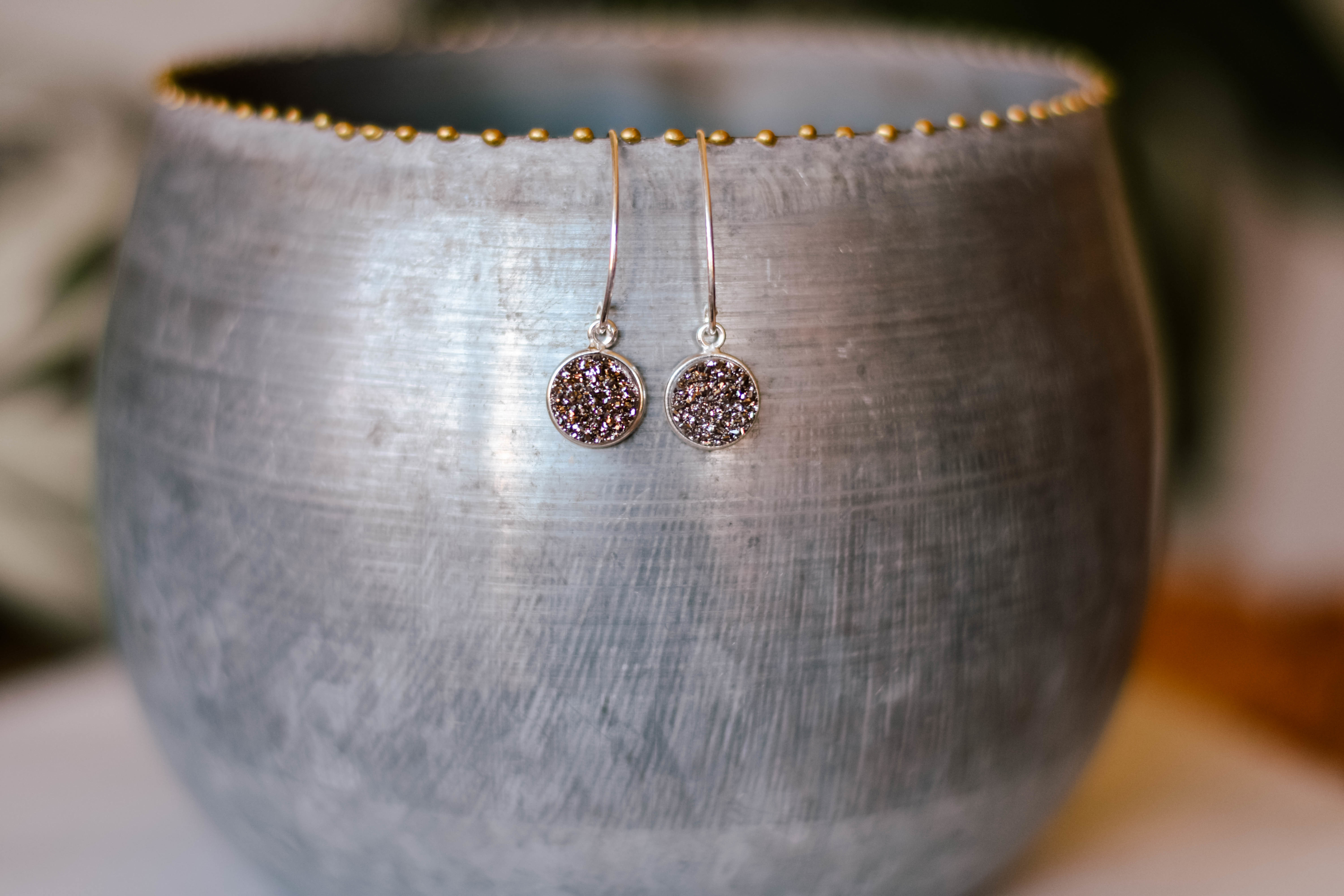 silver marquis round bezal druzy earrings 1465 ZGJN4775QFHEA