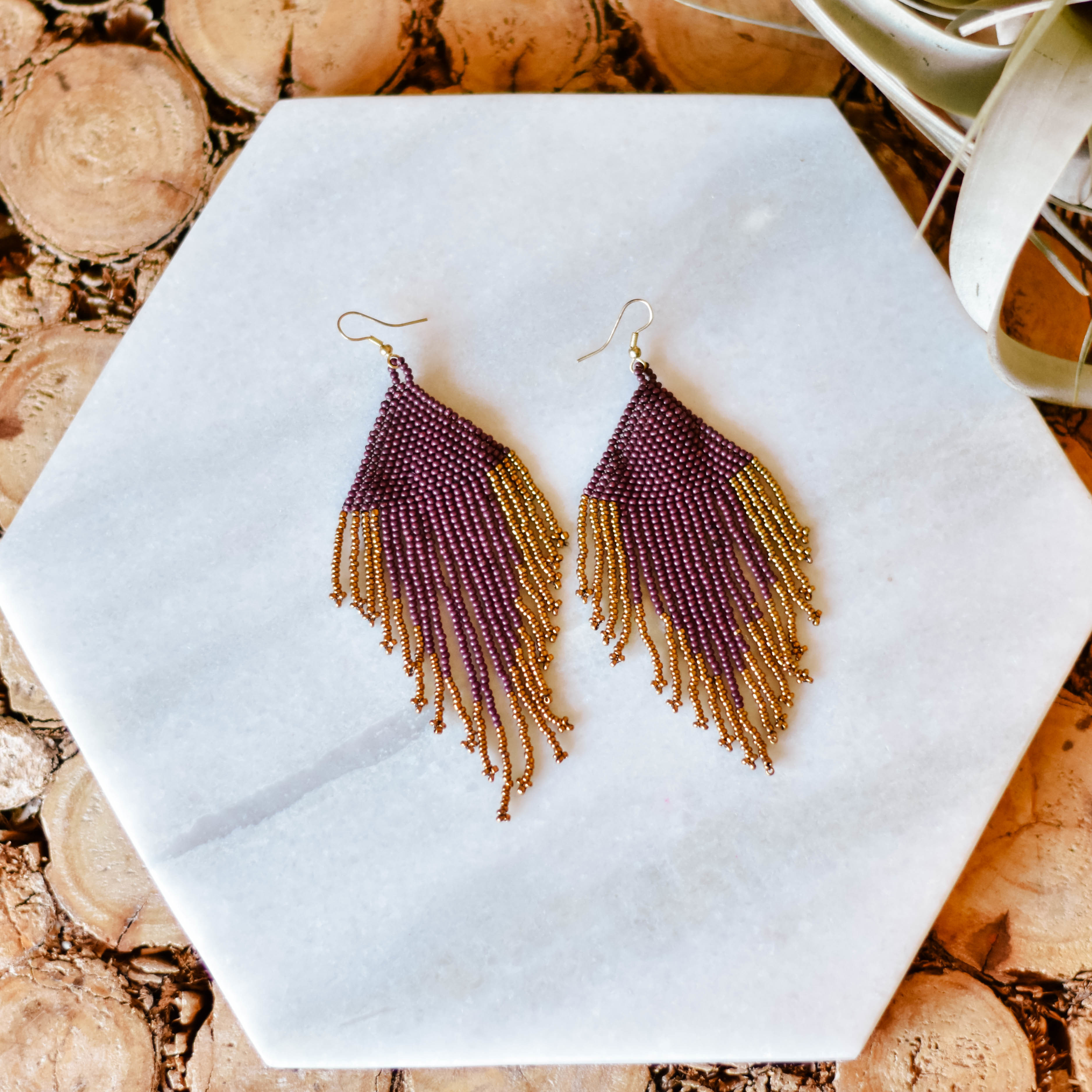 Port And Gold Fringe Earrings Sber0801po MAJ5MWYCG2E7P