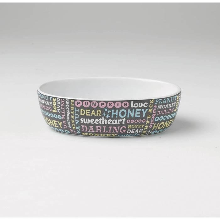 Pet Names OVAL PET BOWL Grey 2 Cups Pet Names OVAL PET BOWL Grey 2 Cups