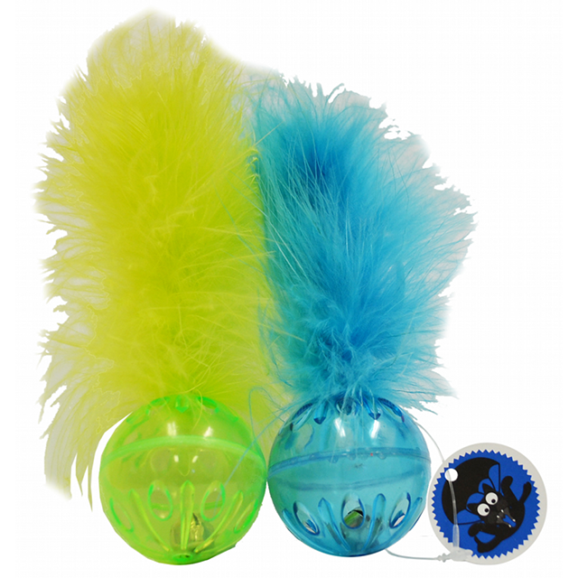 Cat toy Lattice Ball with Feathers 2 pack. Cat toy Lattice Ball with Feathers 2 pack.