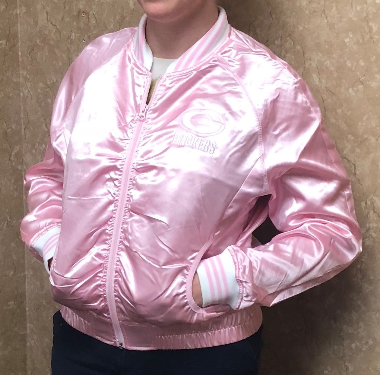 Ladies' Pink Green Bay Packers Jacket 00053