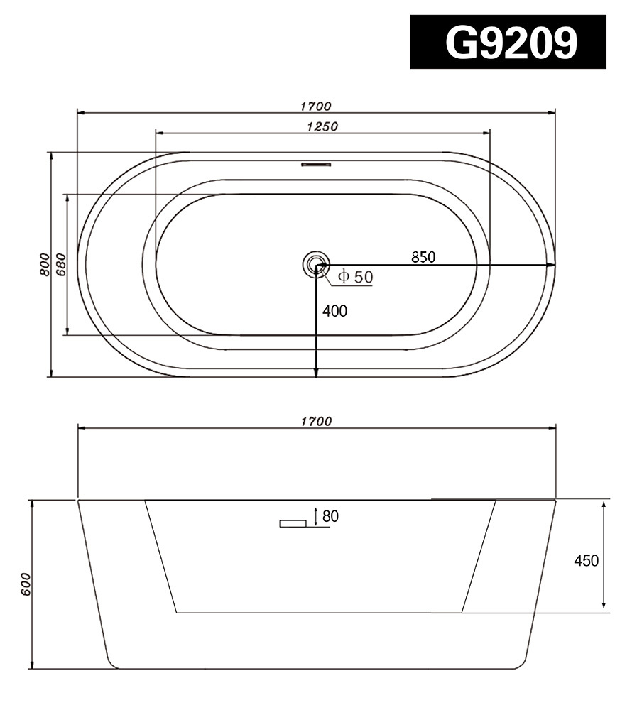Акриловая ванна GEMY G9209