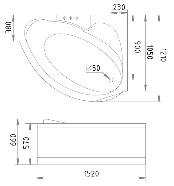 Акриловая ванна GEMY G9003 B R