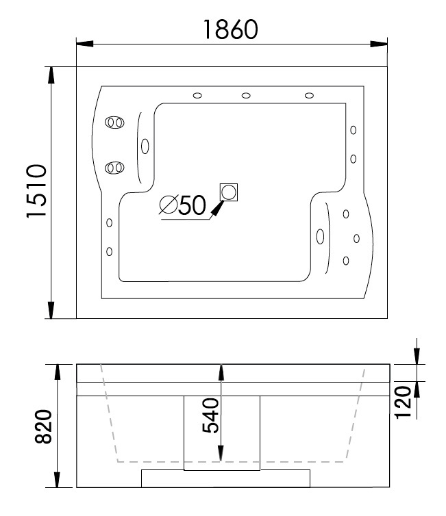 Акриловая ванна GEMY G9052 II B R