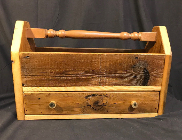 Reclaimed Wood Toolbox Display With Drawer