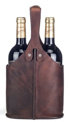 Vinholder i rustikt læder - Til 2 vin Vinholder i rustikt læder - Til 2 vin