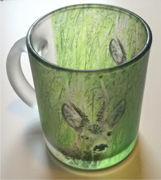 Materet glaskrus med Buk