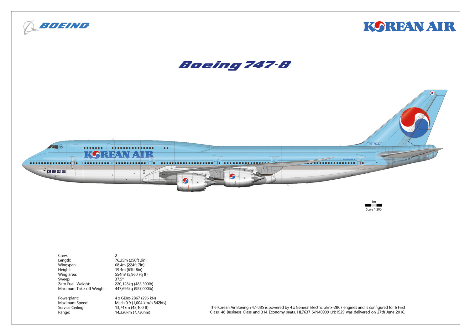 Boeing 747 8 Korean Air Print