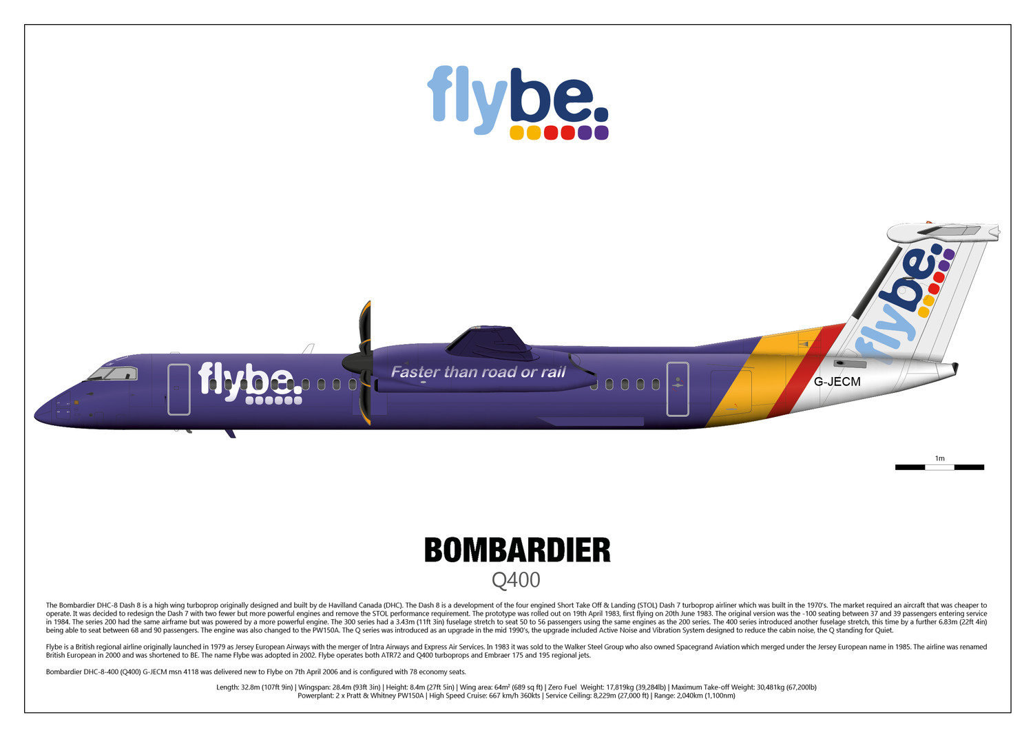 Bombardier Q400 Of Flybe Print