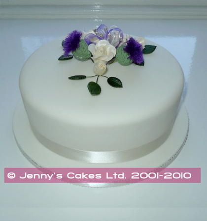 Large Round Wedding Cake with Thistles and Roses- Gretna range jc-G18-R1C