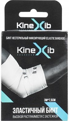 Эластичный бинт KineXib , 7,5см х 3м, белый Эластичный бинт KineXib , 7,5см х 3м, белый