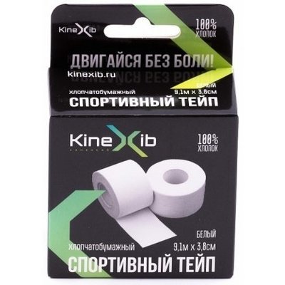 Спортивный тейп KineXib, 3,8 см х 9,1 м, белый Спортивный тейп KineXib, 3,8 см х 9,1 м, белый