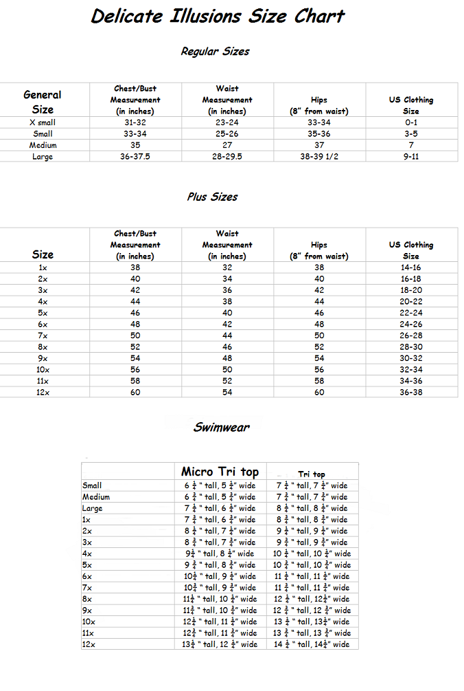 Size Chart Size Chart