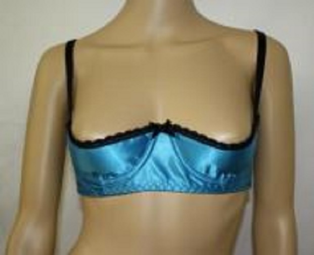 open satin shelf bra 1/4 cup blue open satin shelf bra 1/4 cup blue