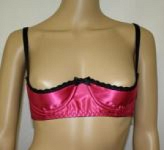 open satin shelf bra 1/4 cup pink