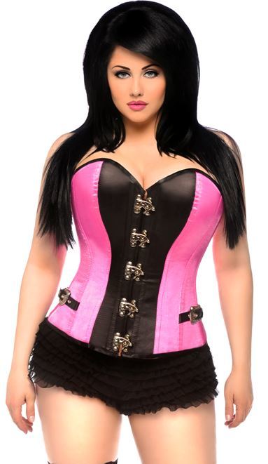 Plus size Polyester Corset w Steel bones Pink DC: TD-058x