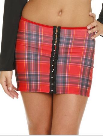School Girl Micro mini skirt red plaid Clearance Sale size Medium Only Non refundable DI-1054PL-Closeout-Medium