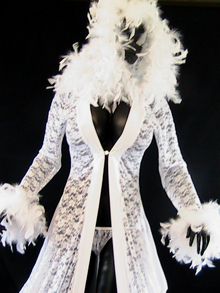 Close up of Sexy white Lace Bridal Robe