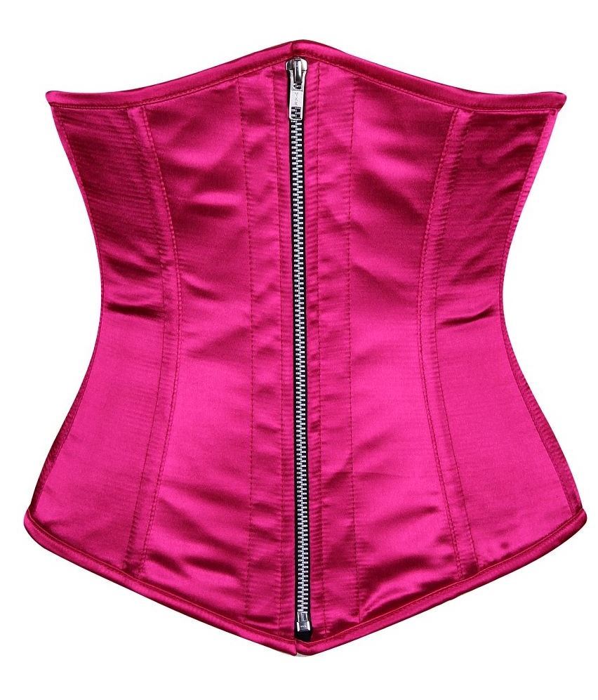Plus size Fuchsia Satin Underbust Corset w Steel Bones